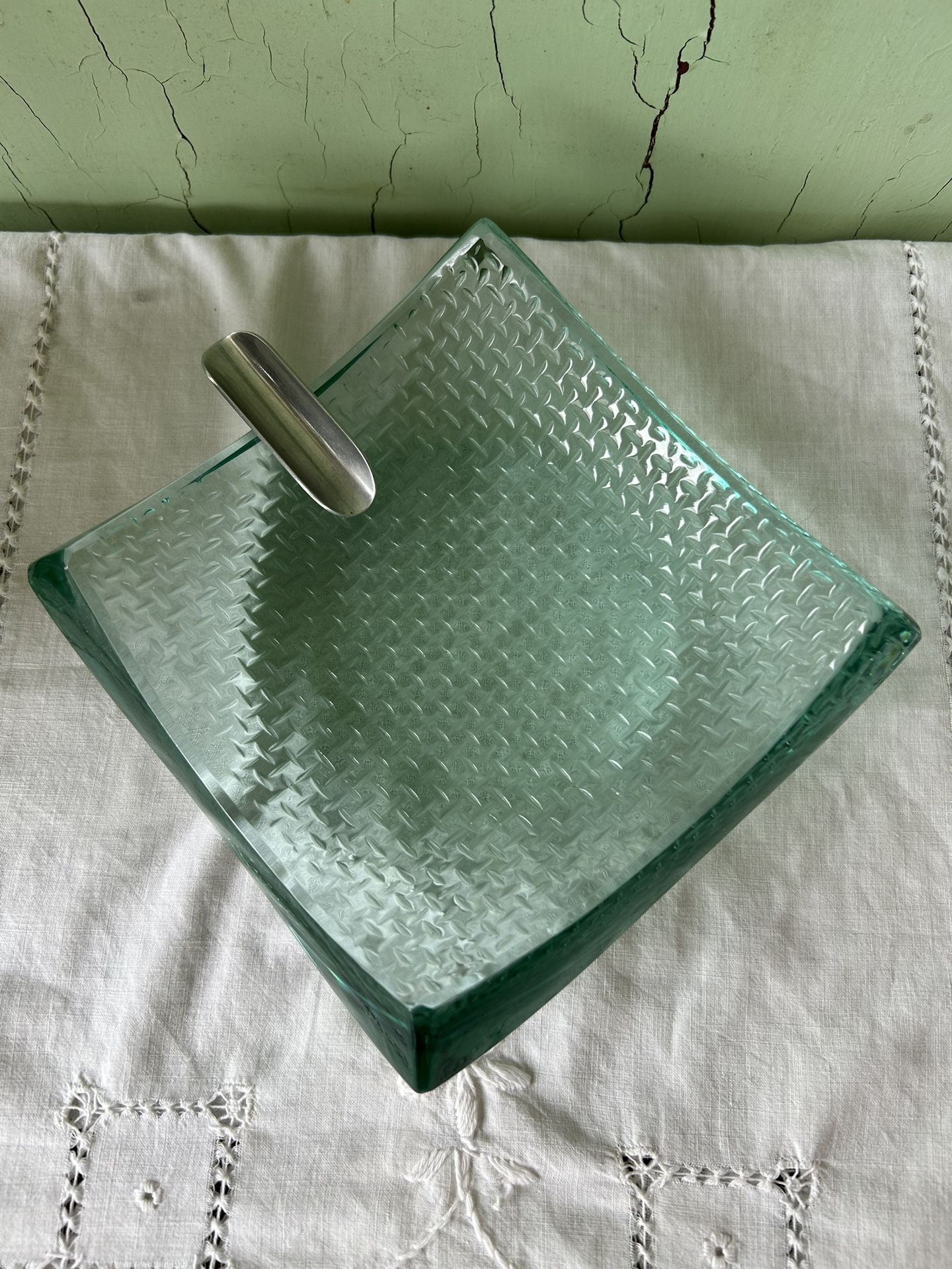 Vtg.Stephen Schlanser Signed Studio Art Glass Cigar Ashtray 1996 Tobacciana