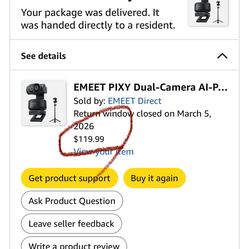 EMEET PIXY AI Dual Camera Webcam + Tripod – Like New