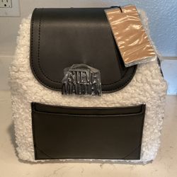 NWT Steve Madden Makenna Sherpa Mini Backpack - Black/White