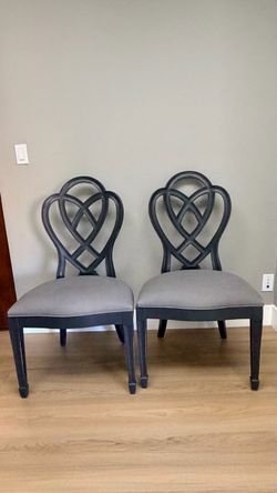 Ethan Allen Ribbon Back Set of 2 Dark Wood Dining Chairs