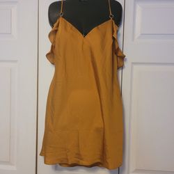 Free People Gold Satin Mini Dress