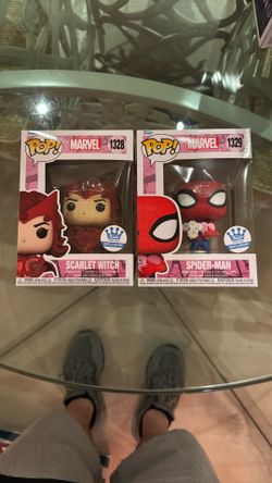 Funko Pop Marvel Valentines Scarlet Witch And Spider Man Exclusives