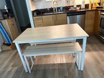 Dining Table with Two Benches Set