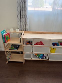 Kids Toy Storage Organizer with Bins and Bookshelf