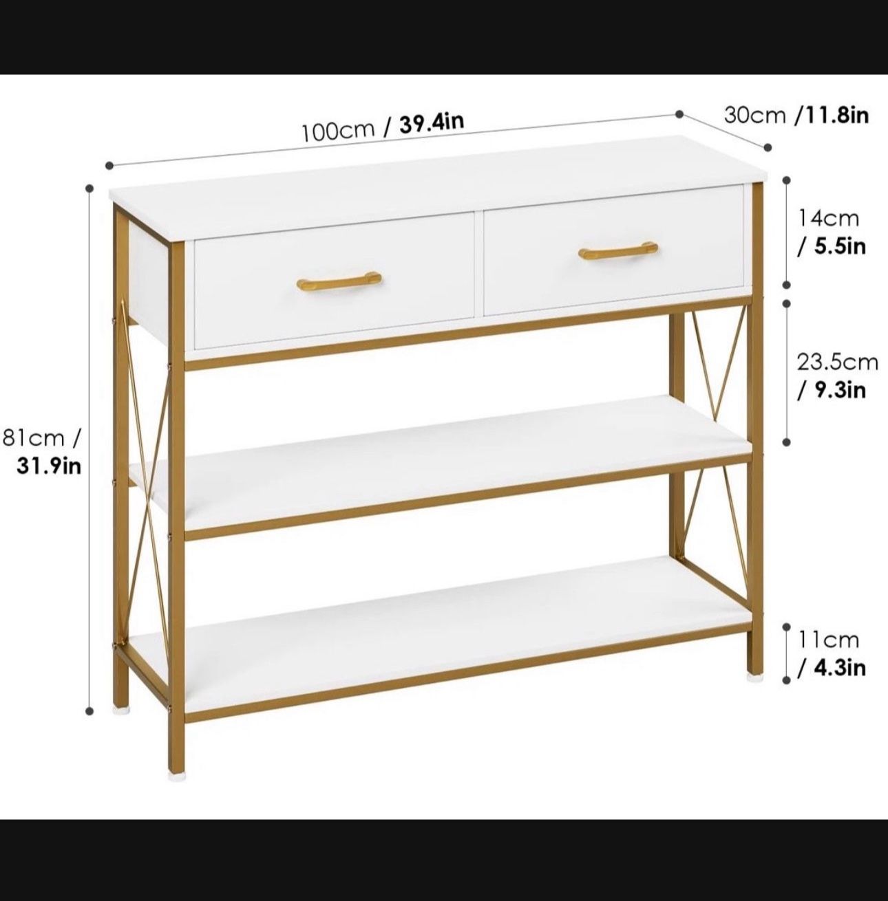 🔥 Console Table with 2 Drawers And Shelves