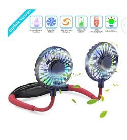 Fan (Update Version), 2000mAh USB Rechargeable Personal Neck Hanging Wearable Fan with 3 Level Air Flow