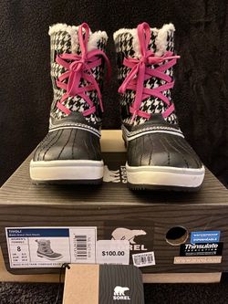 Winter woman black & white plaid boots (Snow/Rain), Brand: Sorel