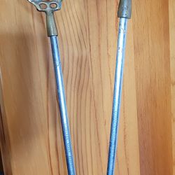 ​Vintage Turkish Brass & Stainless Steel Shish Kebab Skewers - Set of 2