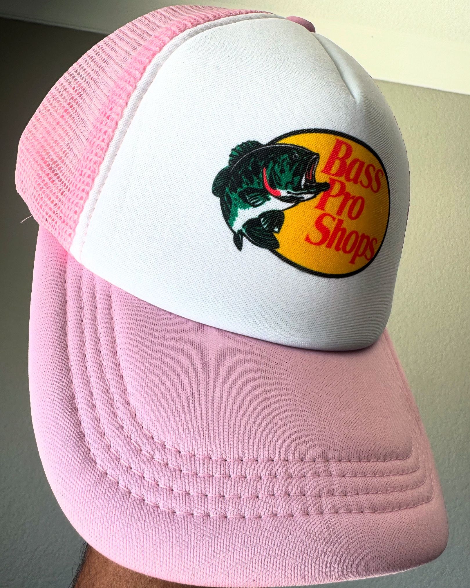 Bass Pro Shops Pink White Trucker Hat