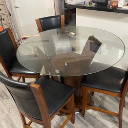 Glass Dining Table With 4 Wooden Chair 🪑 