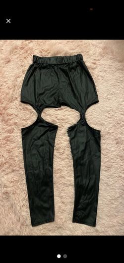 One size pleather cut out pants leggings halloween costume