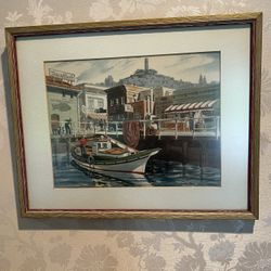 Vintage Boat In Harbor Picture