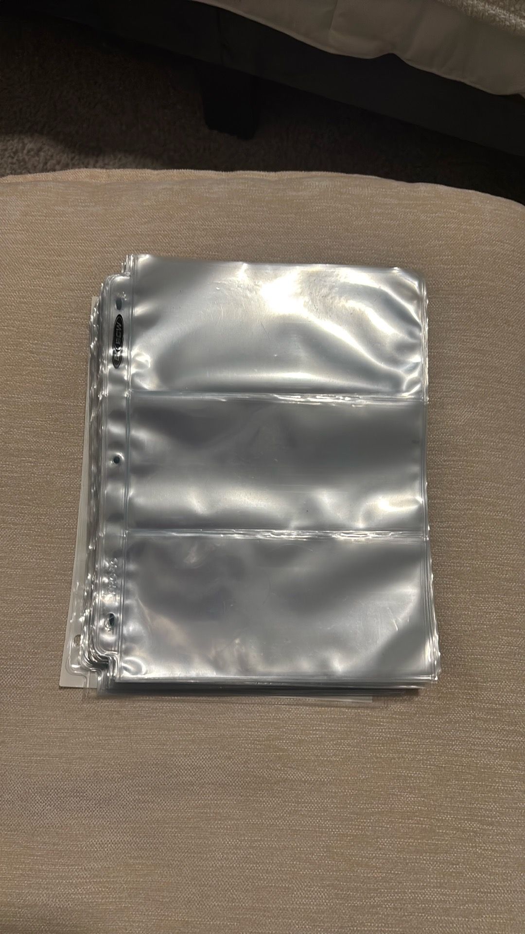 BCW Clear Plastic Acid-Free 3-Pocket Top Loading Trading Card Pages