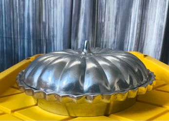 Mexican Pewter Pumpkin-Shaped Dish with lid