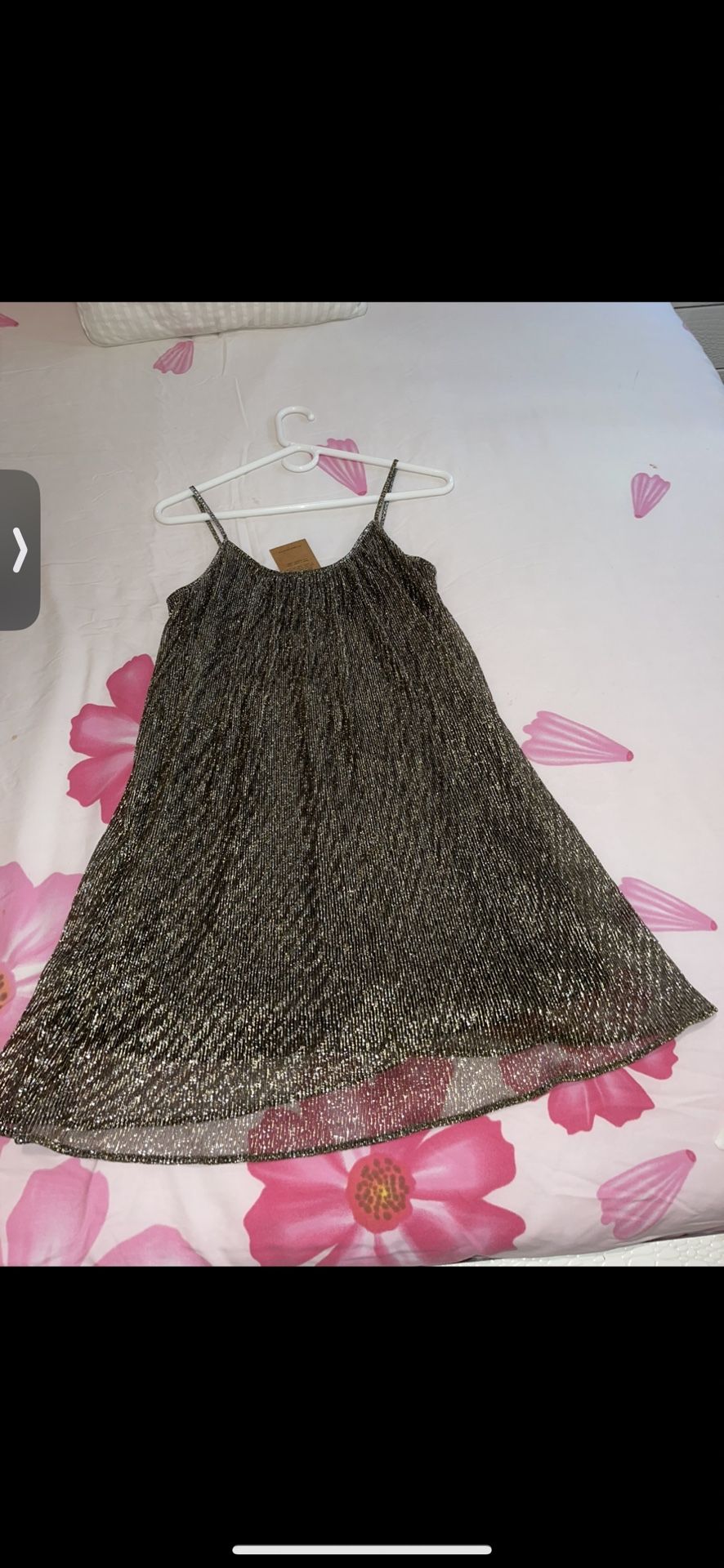 Paper Crane Size Medium Gold Shiny Slip Dress Party Sexy New Whit Tags