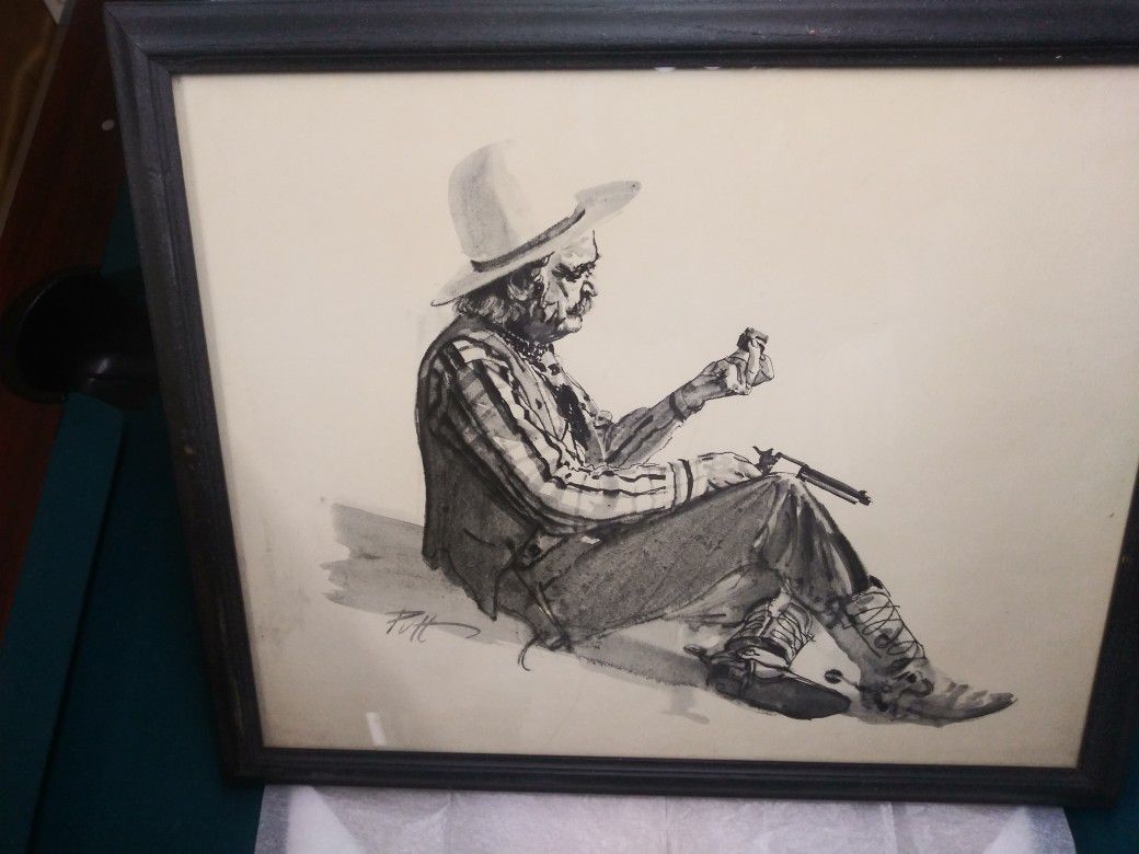Cowboy cleaning Revolver by Donald Putt Putman