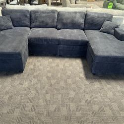 Black Double Chaise Couch 