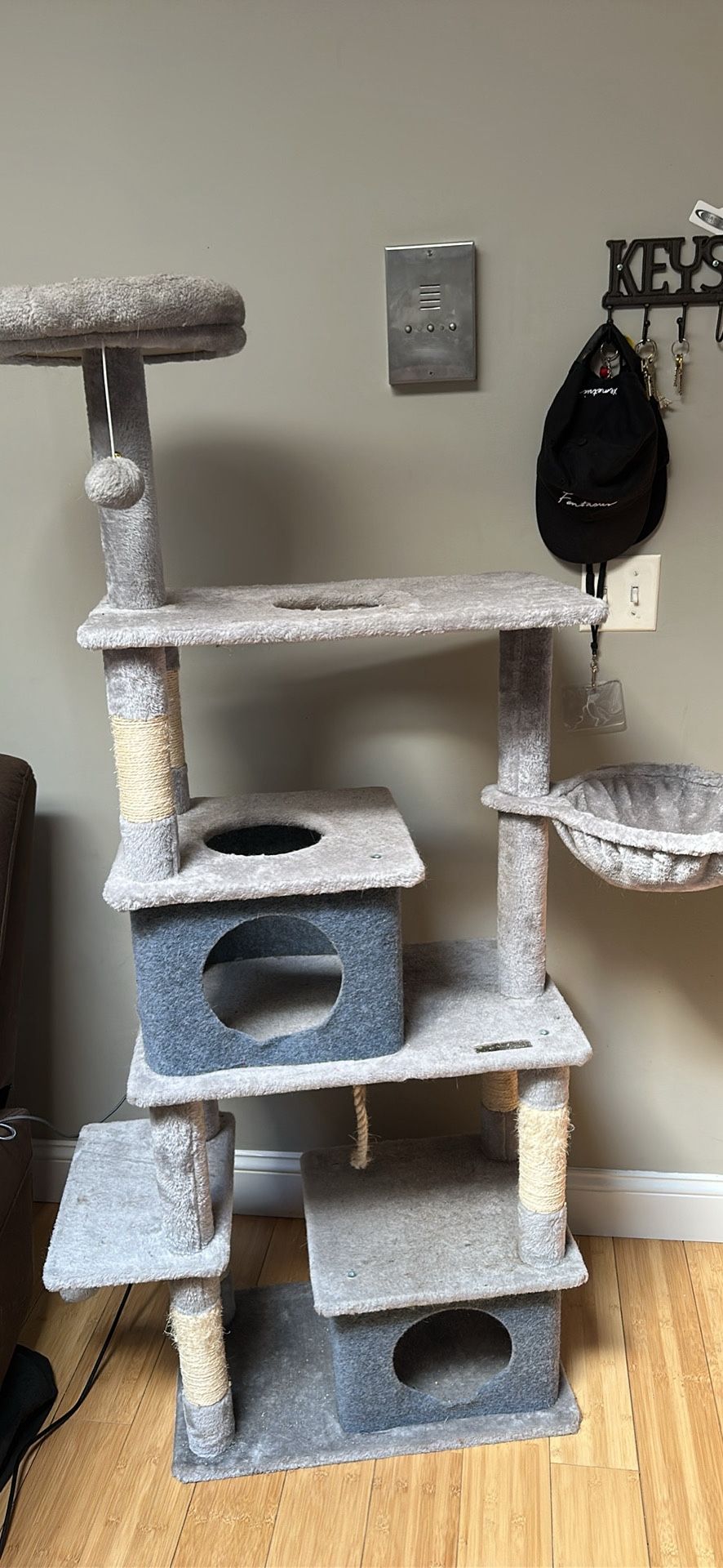Cat tree house with multiple tiers. LOCATED IN ASTORIA, QUEENS