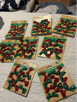 8 PACKAGES OF MINI LITTER CHRISTMAS BOWS