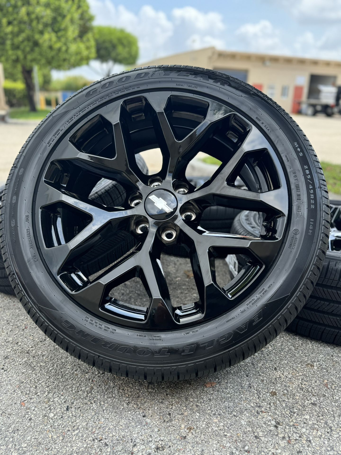 22" Black Chevy Silverado Tahoe Suburban Wheels Rims Tires 2024 New 
