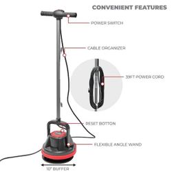 Commercial Corded 10 in. 1800 RPM Floor Cleaner Scrubber Polisher Burnisher with Holder and Polish Pad