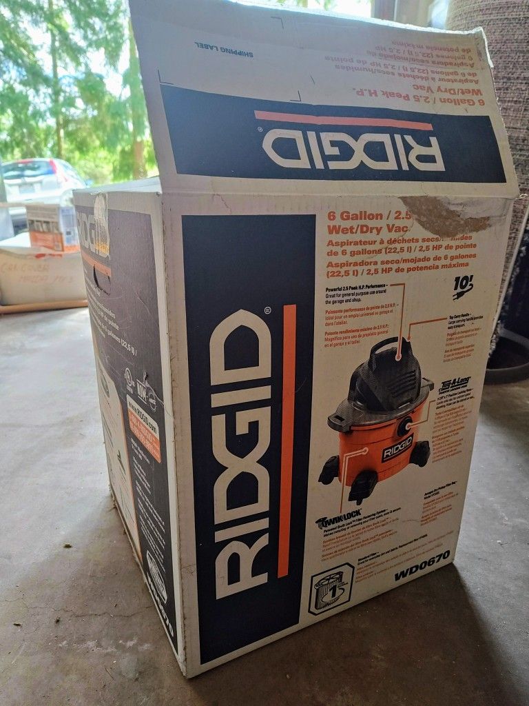 RIDGID WD0670 6-Gallon Wet/Dry Vac – Compact & Powerful (2.5 HP) – Great Condition!