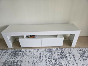 White TV Stand with LED lights