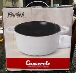 Brand New Parini 2 Qt White Casserole Pot with Lid Round Cookware