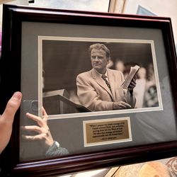Billy Graham Plaque With Certificate Of Authenticity
