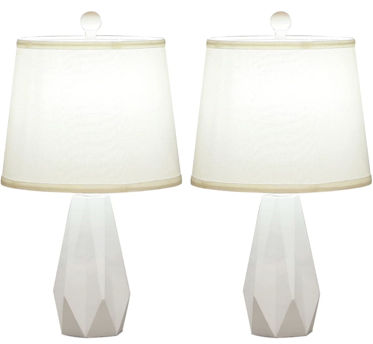 (brand new) Sollertia Table Lamps for Living Room Set of Two, Imitation Diamond End Table Lamp, White Fabric Shade, Bedroom Living Room Home Office De