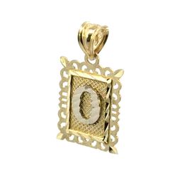 Woman’s Ladies 10k Yellow Gold Square Framed Initial O Charm Pendant For Necklace GP3107762