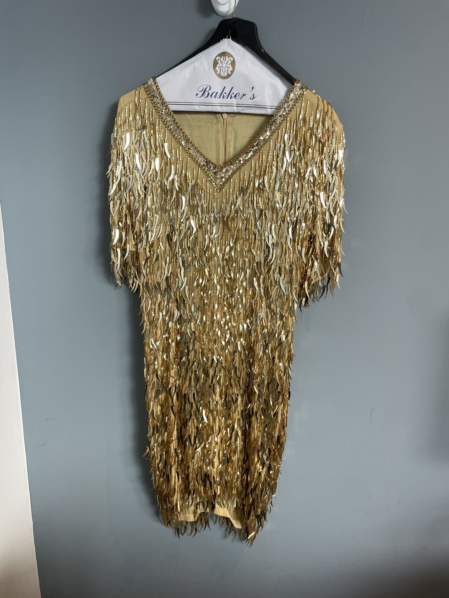 New Year’s Party Bombshell Gold Beaded and Paillette Sequin Dress