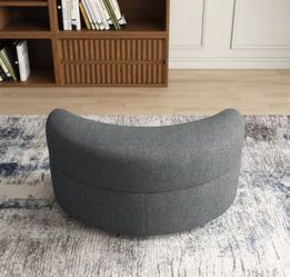 *Brand New* Uixe Modern Gray Chenille Half Crescent Moon Storage Ottoman (Set of 1)