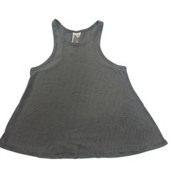 Free People Ribbed Swing Tank Gray Flowy Flare Stretch Casual Top Size XS