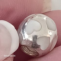 PANDORA - STERLING SILVER INLAID MOP" Hearts" Charm
