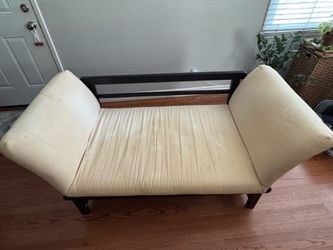 Futon Sofa with Dark Wood Frame
