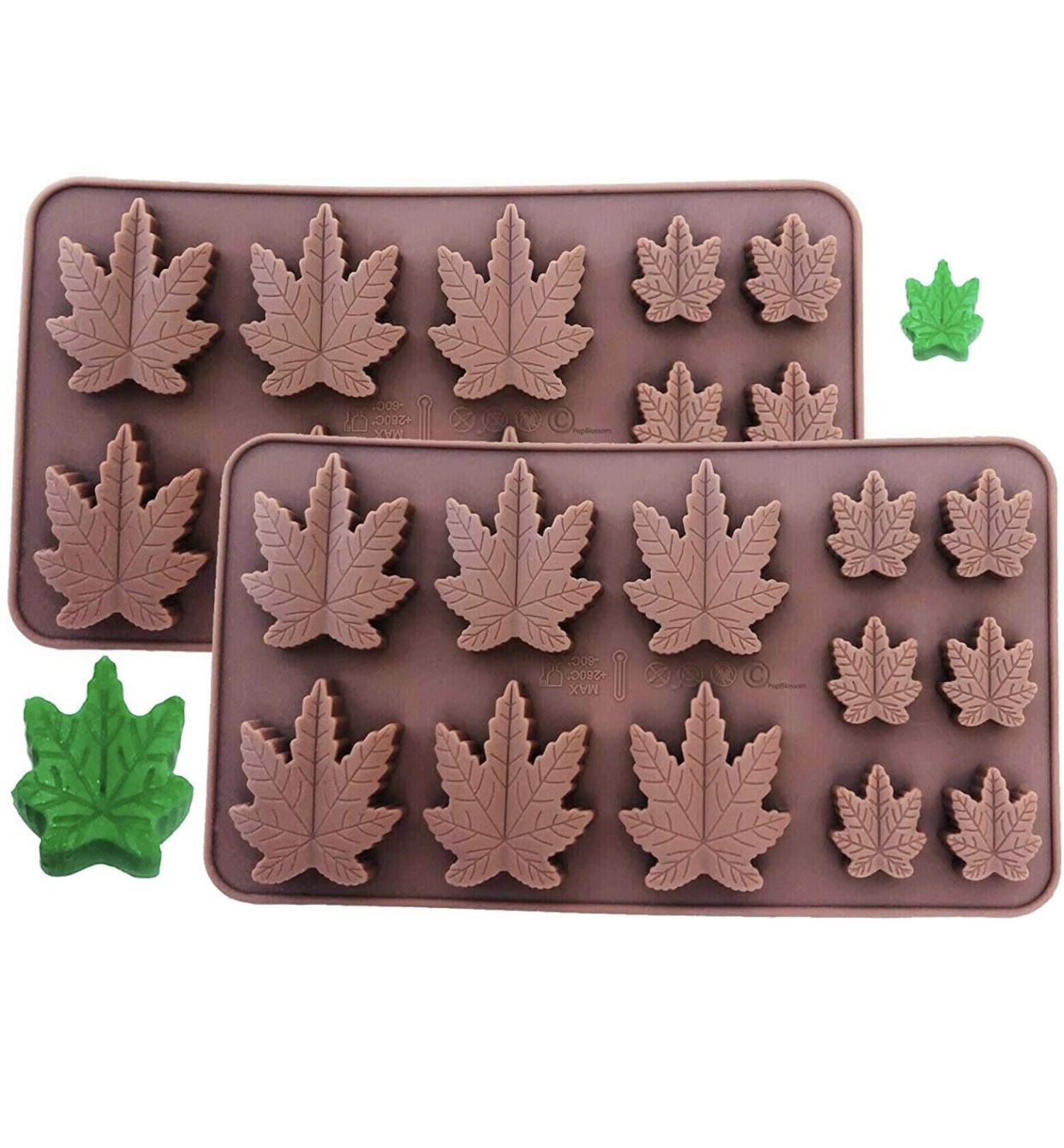 Set of 2 X Silicone Marijuana Leafy Silicone Molds