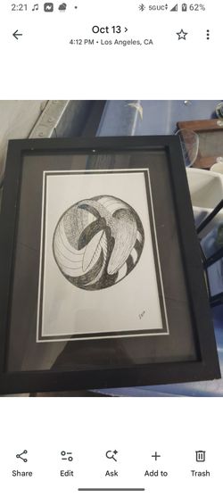 Framed Original Ink Drawing Abstract Ar $60 cash