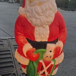 Vintage Santa Blow Mold 38" 1997 Grand Venture Toy Soldier Sack Bag With Light