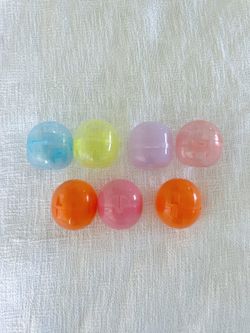 Lot of 7 Empty Gacha Capsules Gashapon Balls Assorted Colors