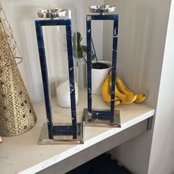 Zgallery Candle Holder , Blue And Silver