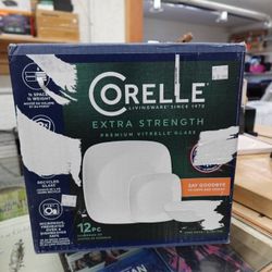 12Pc – Corelle Pure White Square Dinnerware Set