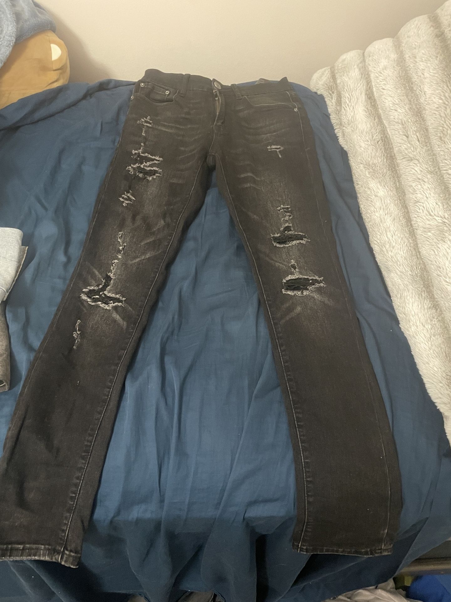 Black Skinny Ripped Jeans Size 28