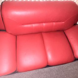 Home Square 2 Piece Faux Leather Sofa And Club Seat In red and Black
