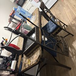 Metal Marble Table And 4 Chairs 