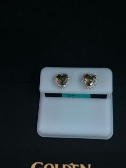 Heart shaped SS.925 Peridot Cz , Gold over Silver