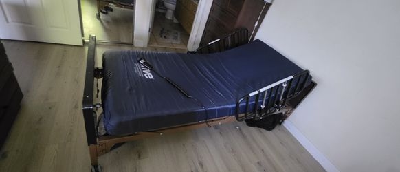 Adjustable Electric Hospital Bed with Mattress & Side Rails