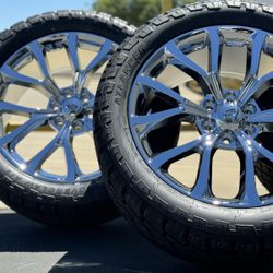 22" NEW Wheels Rims Tires Ford F-150 Expedition F150 Lincoln Navigator 285/45R22 Black Chrome Silver