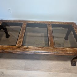 Antique Wooden Lion Coffee Table 