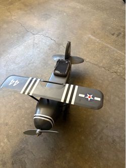 Vintage style metal ride-on airplane